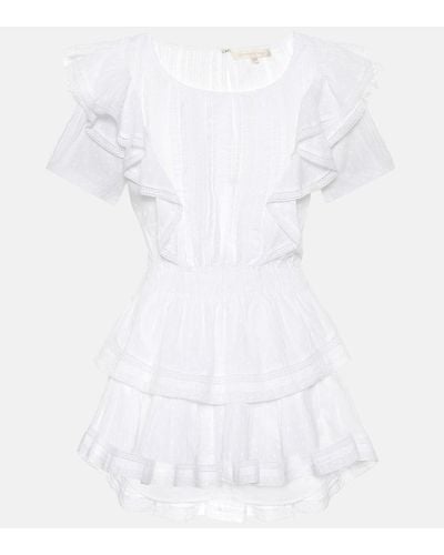 LoveShackFancy Minikleid Natasha aus Baumwolle - Weiß