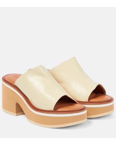 Robert Clergerie Cessy Leather Platform Sandals - Natural