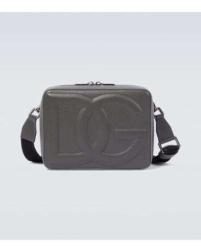 Dolce & Gabbana Messenger Bag DG aus Leder - Grau