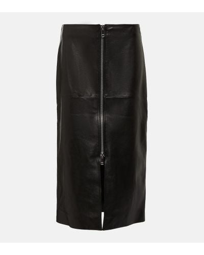 Isabel Marant Ediaz Leather Midi Skirt - Black