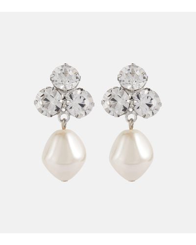 Jennifer Behr Boucles d'oreilles Tatiana a cristaux et perles fantaisie - Blanc