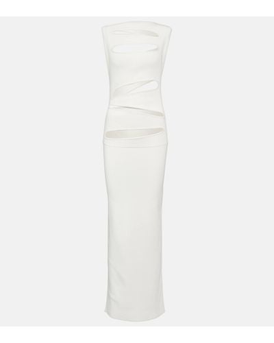 Christopher Esber Cutout Ribbed-knit Panelled Maxi Dress - White