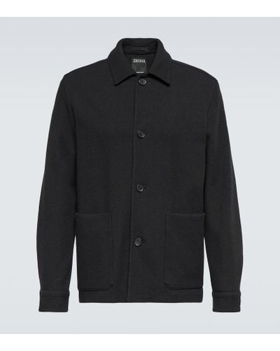 Zegna Wool And Cotton Jacket - Black