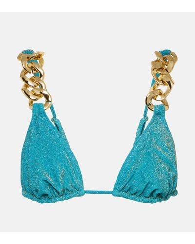 SAME Gold Chain Triangle Bikini Top - Blue