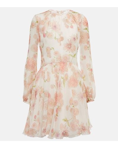 Giambattista Valli Robe en soie a fleurs - Rose