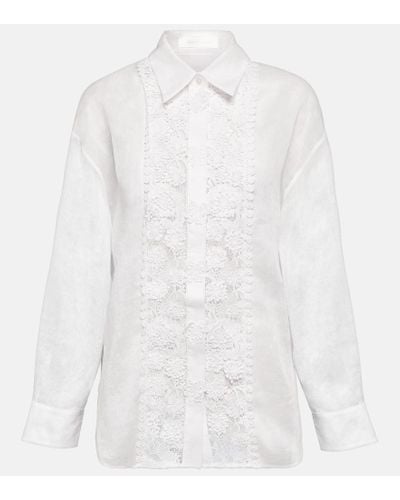 Zimmermann Camisa Raie con ribete de encaje - Blanco