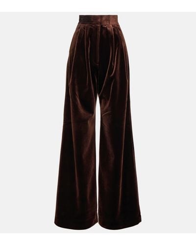 Alex Perry Rowe High-rise Wide-leg Velvet Trousers - Black
