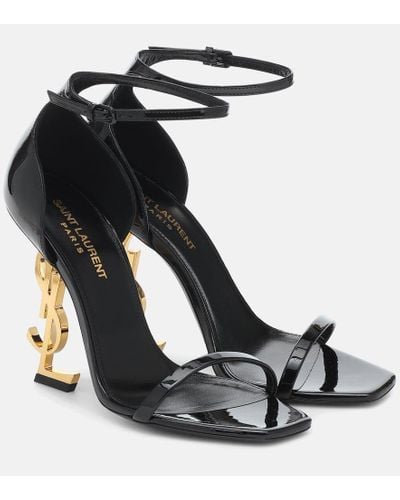 Saint Laurent Opyum 110 Sandalen Aus Lackleder Mit Logo - Schwarz