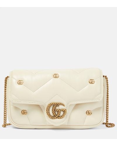 Gucci GG Marmont Mini Leather Shoulder Bag - Natural