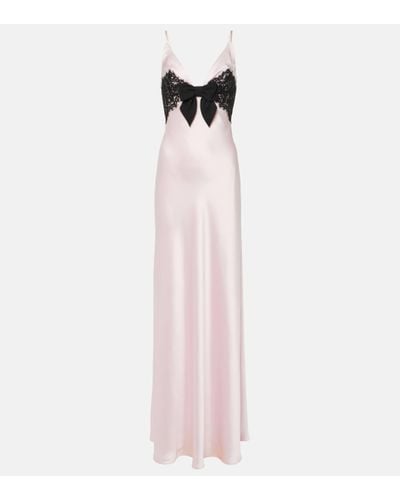 Rasario Lace-trimmed Satin Gown - Pink