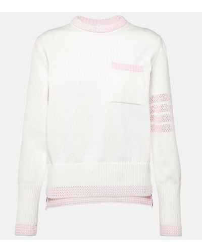 Thom Browne 4-bar Cotton Sweater - White