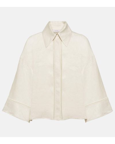 Max Mara Robinia Linen Canvas Oversized Shirt - Natural