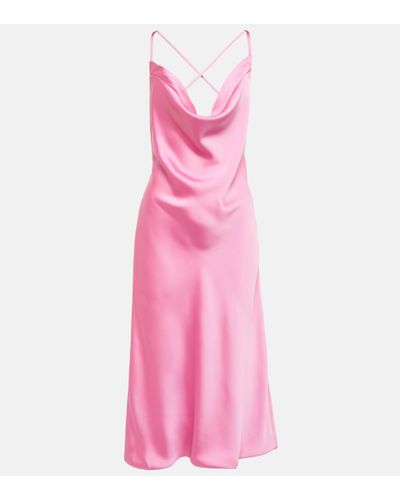 Norma Kamali Satin Midi Dress - Pink