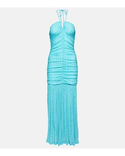 Ganni Halterneck Maxi Dress - Blue