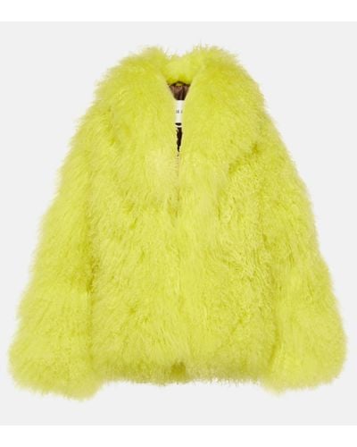 The Attico Faux Fur Cropped Coat - Yellow