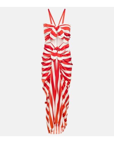 Dolce & Gabbana Portofino Striped Silk-blend Maxi Dress - Red