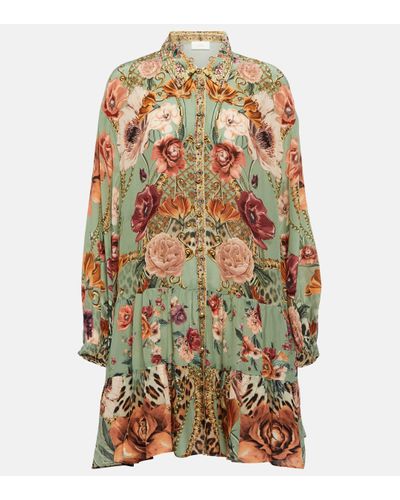 Camilla Floral Embellished Silk Minidress - Multicolour