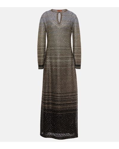 Missoni Sequined Striped Maxi Dress - Gray