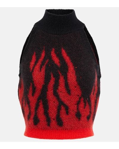 Alessandra Rich Crop top en mezcla de lana y mohair - Rojo
