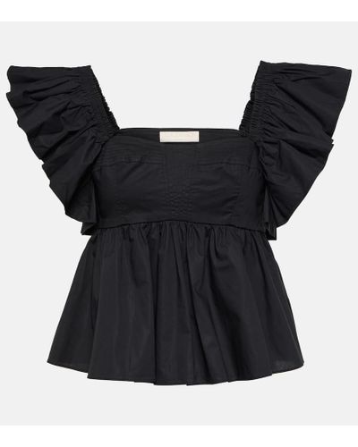 Ulla Johnson Top Romi in popeline di cotone - Nero