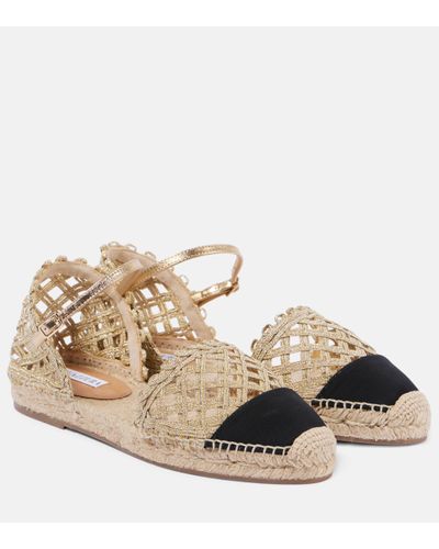 Aquazzura Sunburst Raffia Espadrille Sandals - Metallic