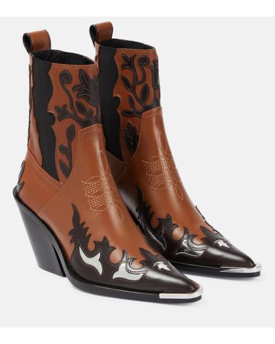 Rabanne Leather Cowboy Boots - Brown