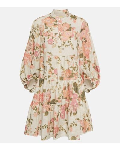 Erdem Robe en lin à imprimé floral Vacation Winona - Neutre