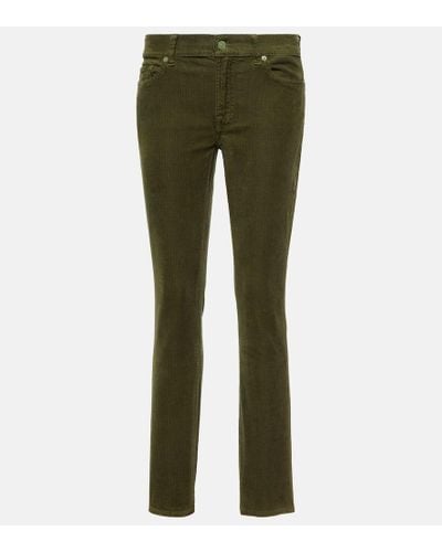 7 For All Mankind Roxanne Mid-rise Corduroy Slim Jeans - Green