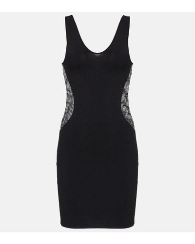 Stella McCartney Vestido corto con paneles de malla - Negro