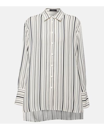 JOSEPH Bold Striped Silk Shirt - White