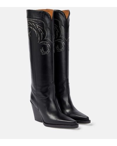 Paris Texas Knee-high Leather Boots - Black