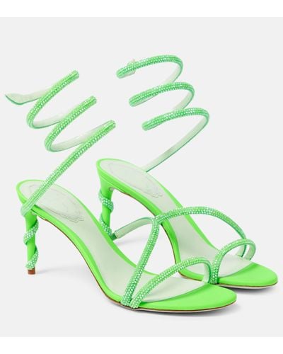 Rene Caovilla Margot Embellished Satin Sandals - Green