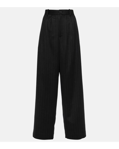 The Row Rufos Pinstripe Cashmere Wide-leg Trousers - Black