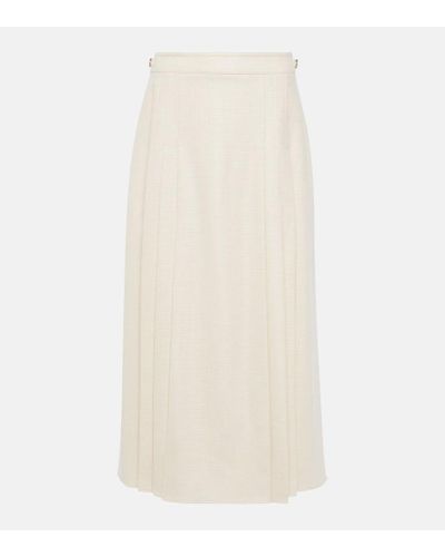 Gabriela Hearst Lerna Pleated Wool And Silk Midi Skirt - White