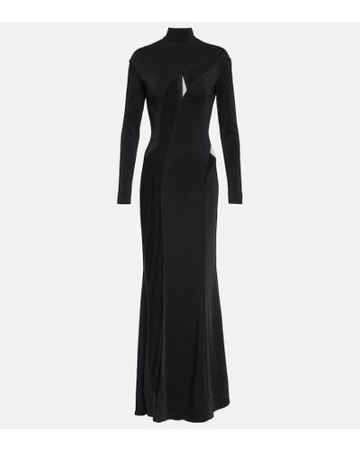 Mugler Tulle-paneled Crepe Gown - Black