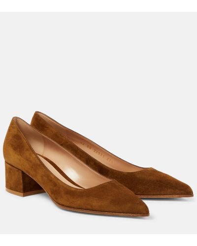 Gianvito Rossi Piper 45 Suede Court Shoes - Brown