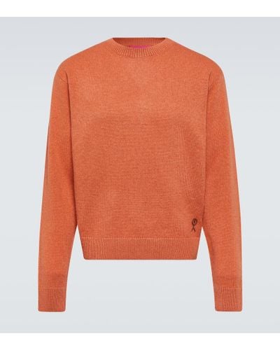 The Elder Statesman Embroidered Cashmere Sweater - Orange
