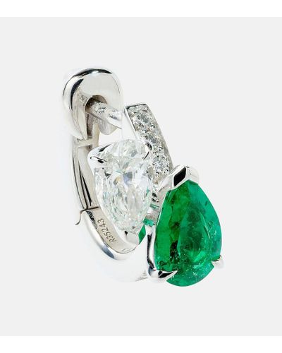 Repossi Pendiente individual Serti Sur Vide de oro blanco de 18 ct con diamantes y esmeralda - Verde