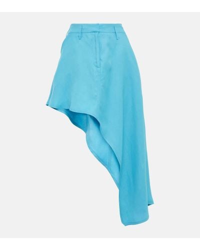 Stella McCartney Asymmetric Twill Miniskirt - Blue