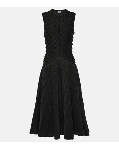 Alaïa Gathered Midi Dress - Black