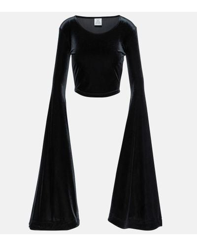 Vetements Top cropped in velluto - Nero