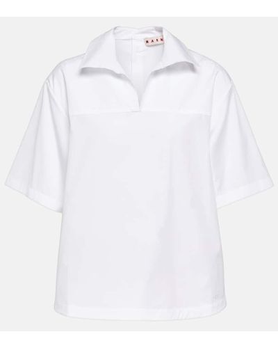 Marni Cotton Poplin Polo Shirt - White