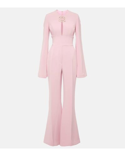 Elie Saab Embellished Flared Cady Jumpsuit - Pink