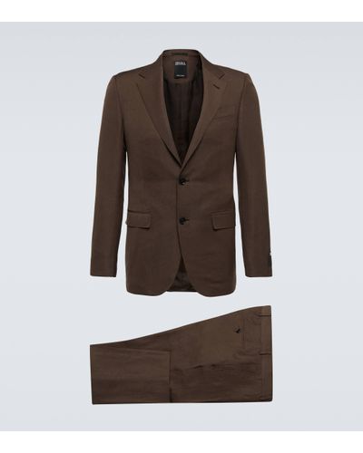 Zegna Wool And Linen Suit - Brown