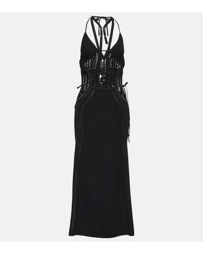 Dion Lee Crochet Halterneck Midi Dress - Black