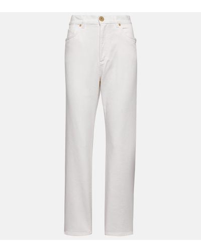 Balmain Jeans rectos de tiro alto - Blanco