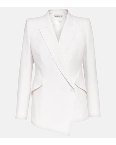 Alexander McQueen Blazer asymetrique en crepe - Blanc