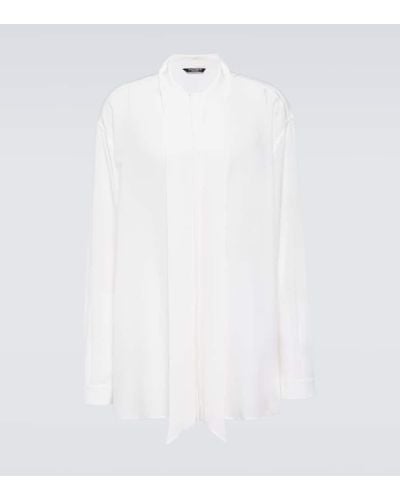 Dolce & Gabbana Oversized Silk Crepe De Chine Shirt - White