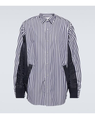 Sacai Striped Cotton-blend Poplin Shirt - Blue