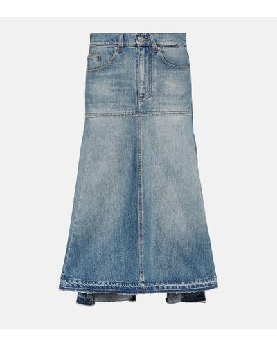 Victoria Beckham Denim Midi Skirt - Blue